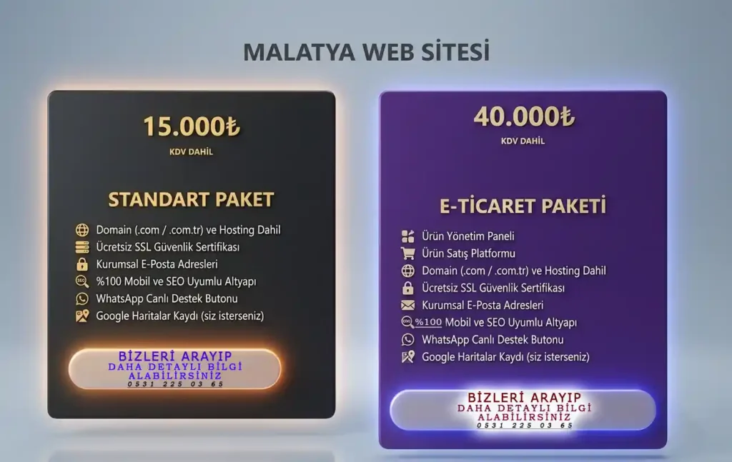 Malatya web sitesi fiyatları 2026 planlaması